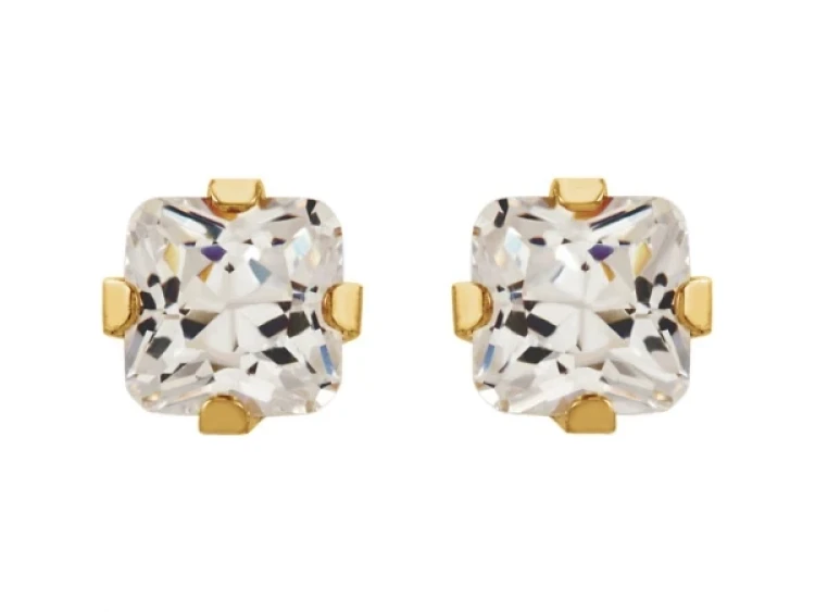 Lustrous 18K Gold Plated Diamond Point Earing (7Mm) 131