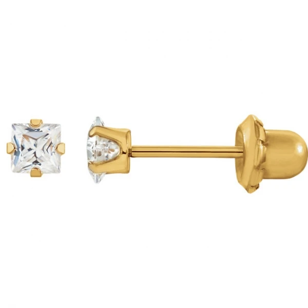 Lustrous 18K Gold Plated Diamond Earing (6Mm) 181
