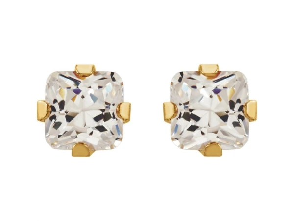 Lustrous 18K Gold Plated Diamond Point Earing (7Mm) 131