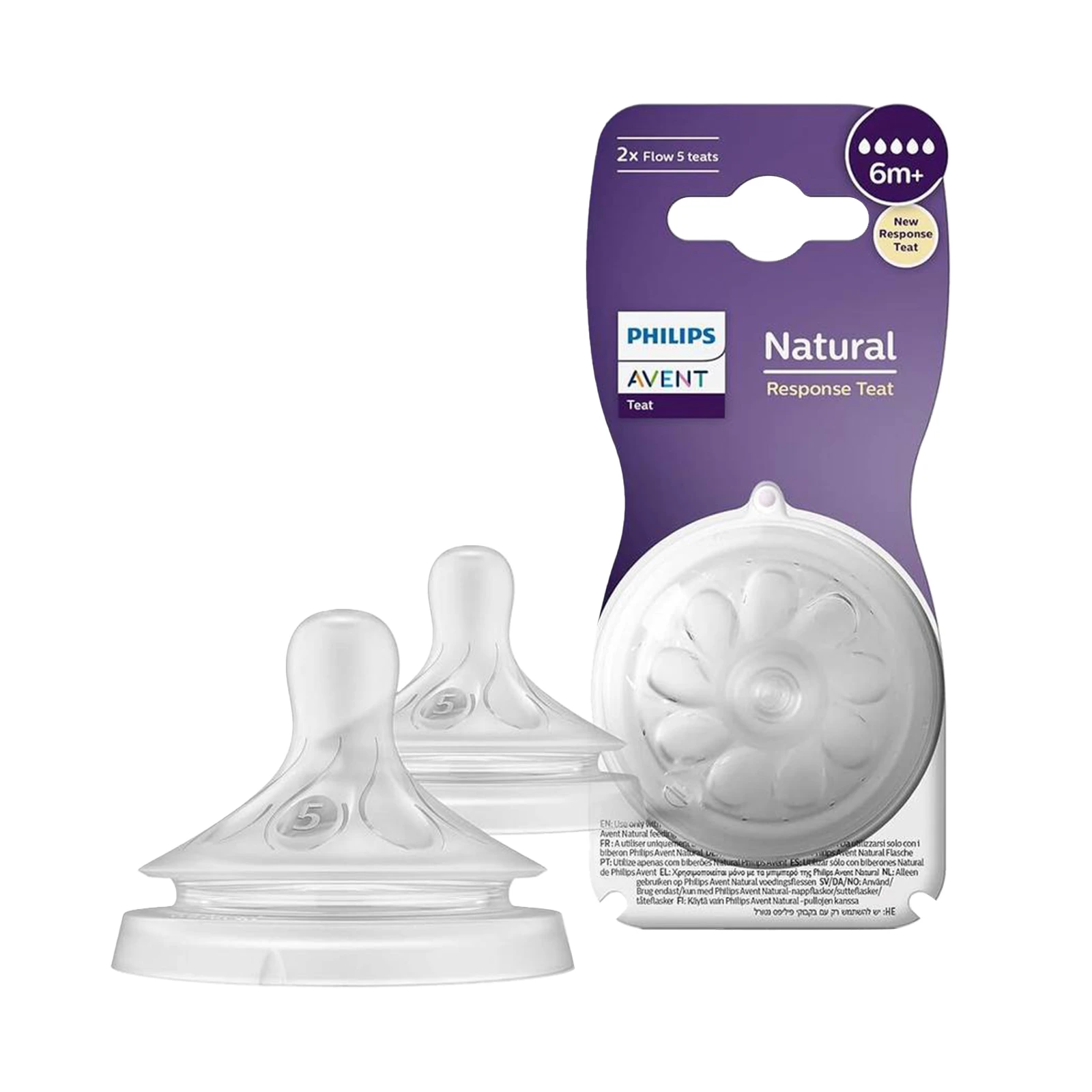 Philips Avent Natural Response 6m+ FLow 5 Feeding Teats 2x SCY965/02