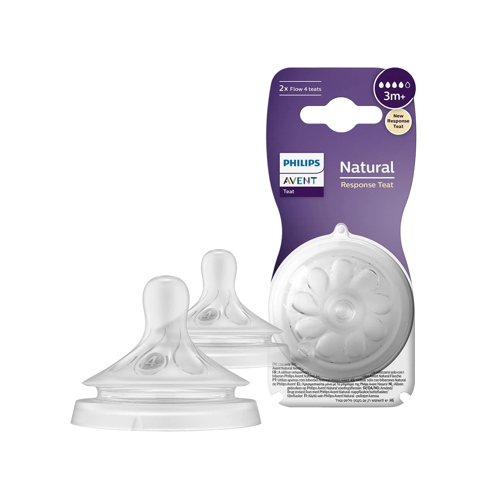 Philips Avent Natural Response 3m+ FLow 4 Feeding Teats 2x SCY964/02